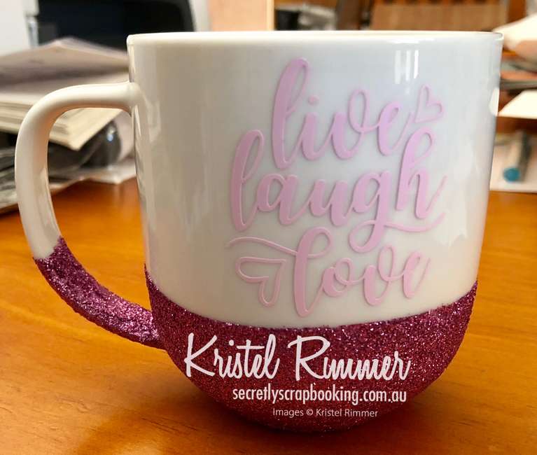 Coffee Or Tea Mug with Pink Glitter and Live Laugh Love Decal - Secretly Scrapbooking (Bunbury, WA)