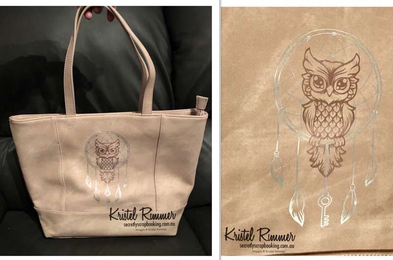 Pink Blush Colour Block Tote Bag - Owl / Dream Cather Design with Rose Gold and Silver Colour Theme - Secretly Scrapbooking (Bunbury, WA)