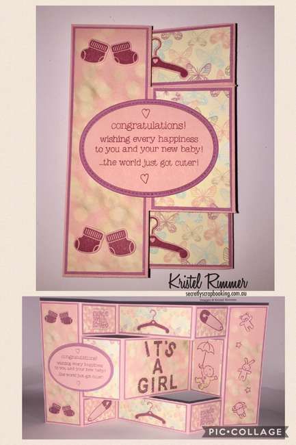 Pink baby trifold fancyfold card - Secretly Scrapbooking (Bunbury, WA)